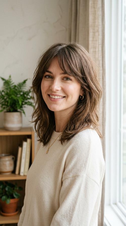 Wispy Internal Layers with Side-Swept Bangs