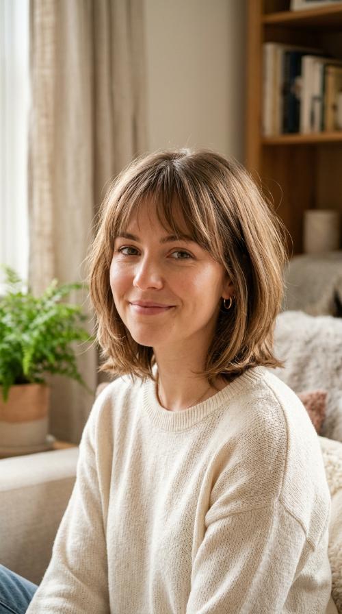 Wispy Layered Bob with See-Through Bangs