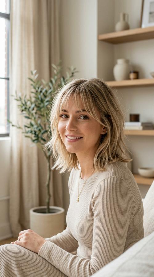Wispy Lob with See-Through Bangs
