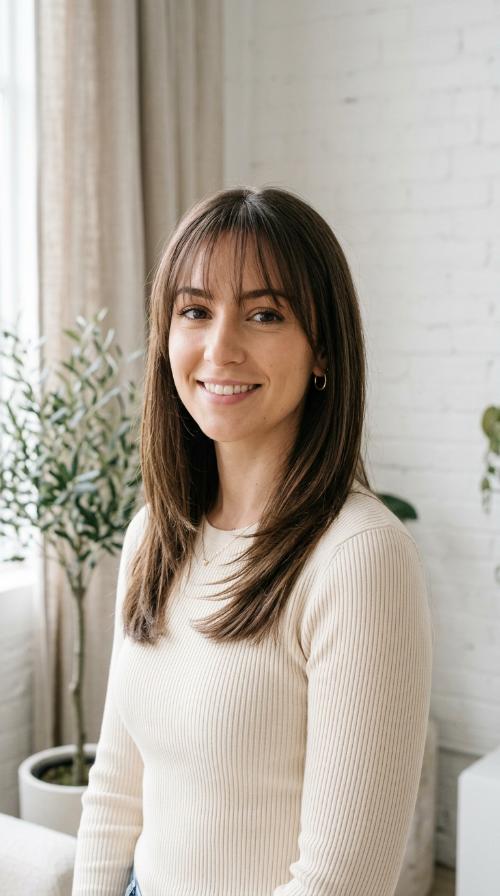 Wispy See-Through Bangs with Layered Ends