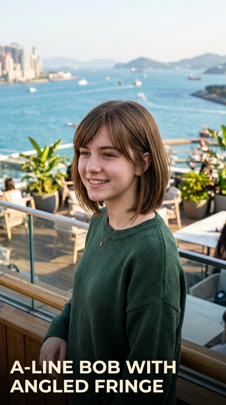 A-Line Bob with Angled Fringe