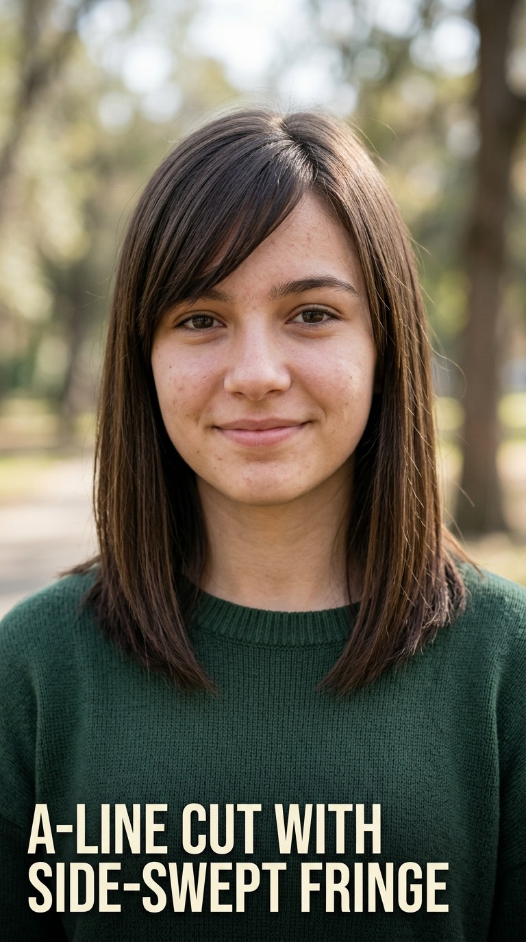 A-Line Cut with Side-Swept Fringe
