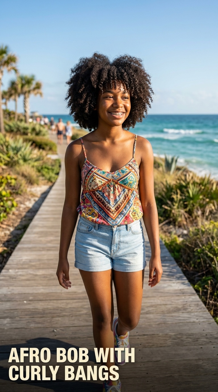 Afro Bob with Curly Bangs