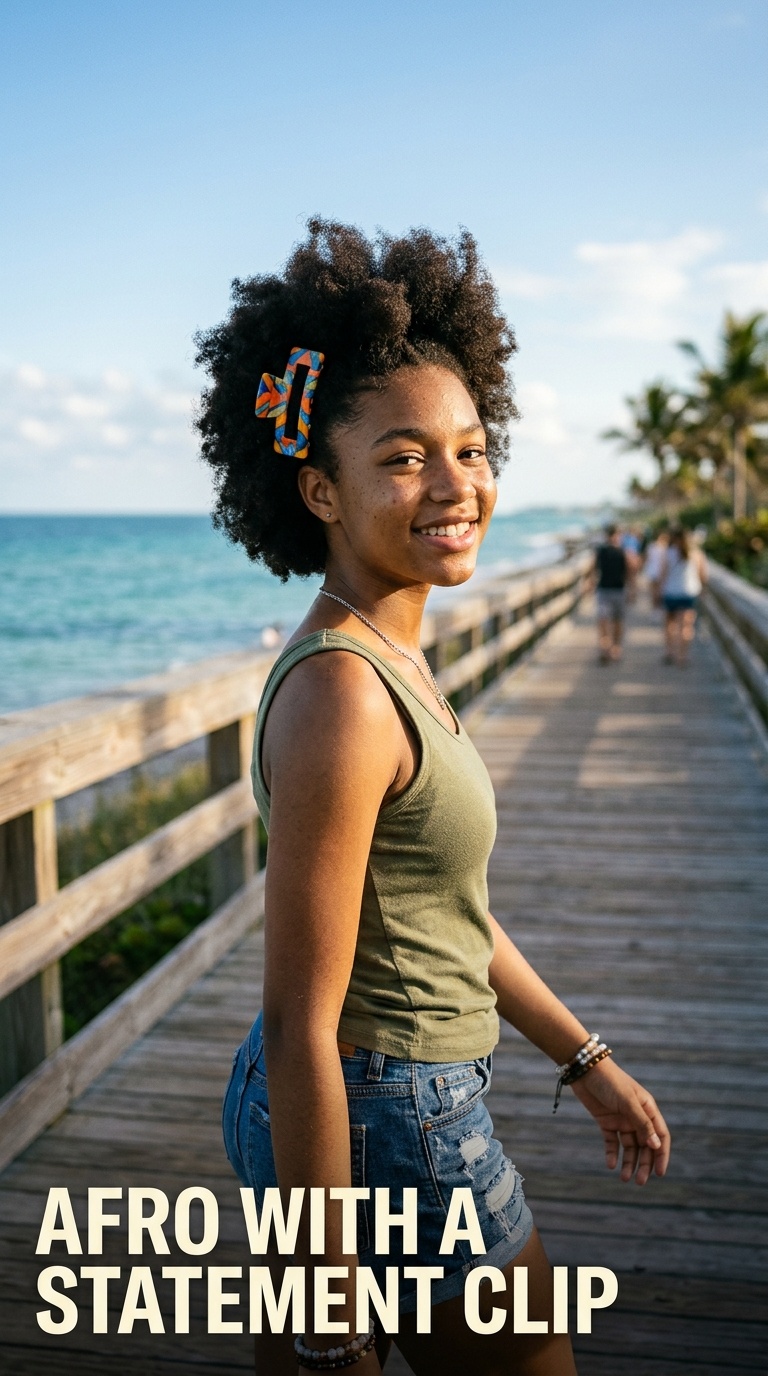 Afro with a Statement Clip