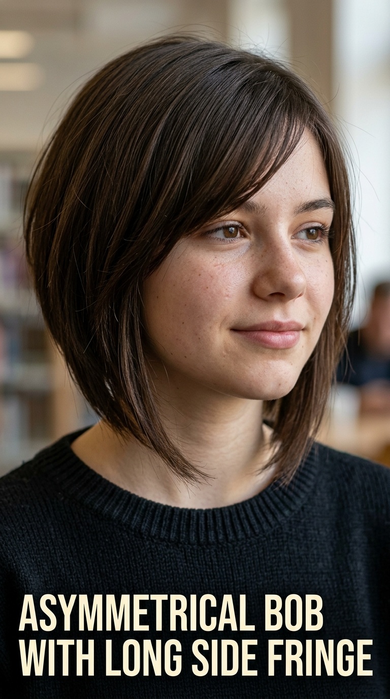 Asymmetrical Bob with Long Side Fringe