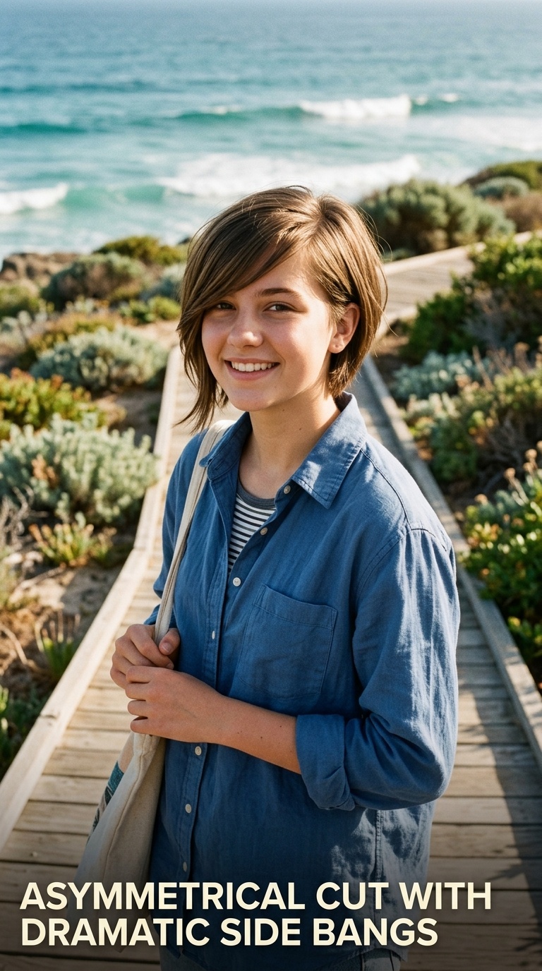 Asymmetrical Cut with Dramatic Side Bangs