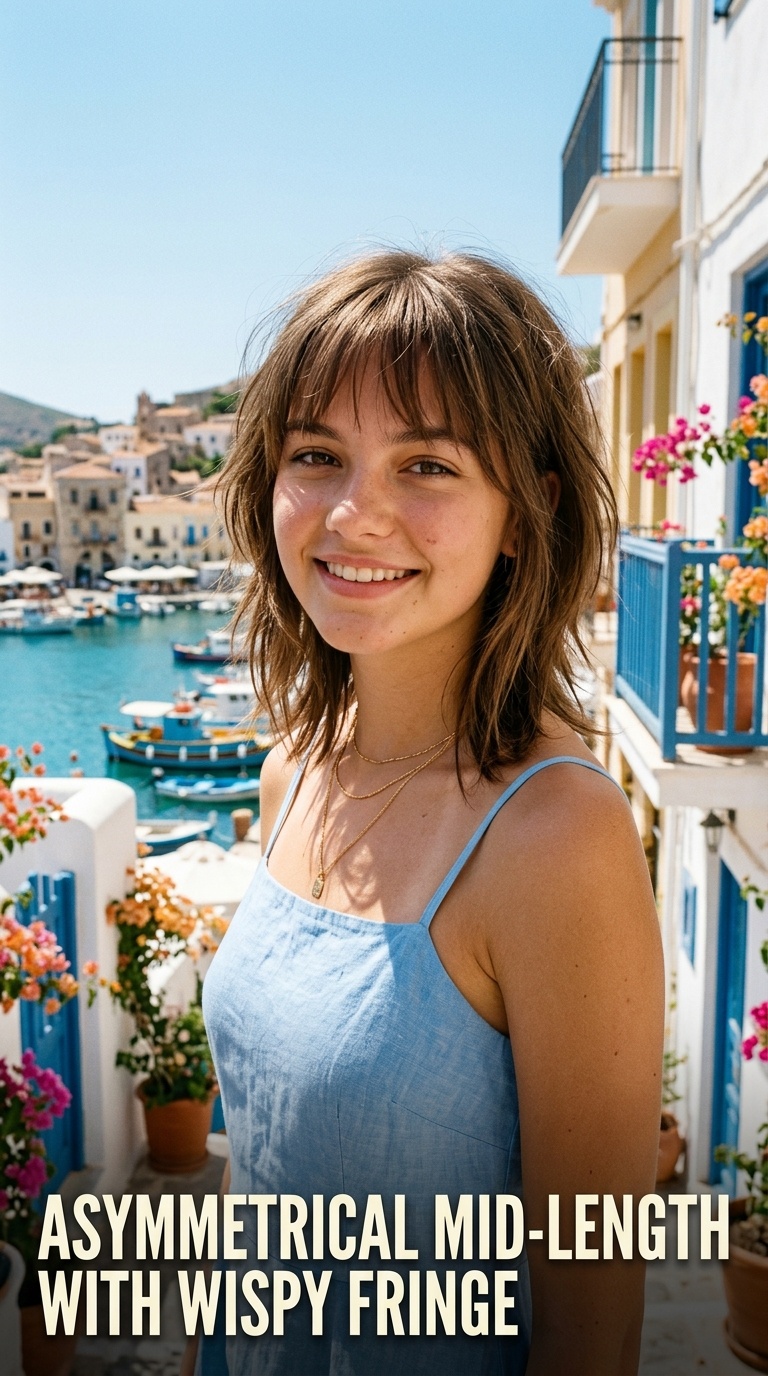 Asymmetrical Mid-Length with Wispy Fringe