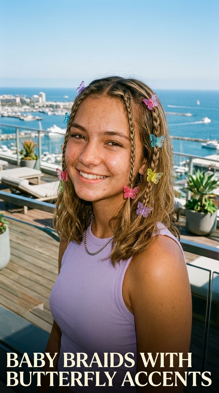 Baby Braids with Butterfly Accents