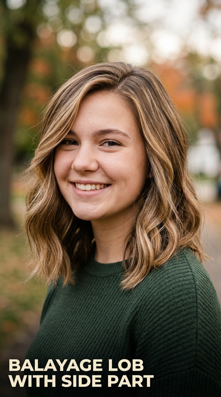 Balayage Lob with Side Part