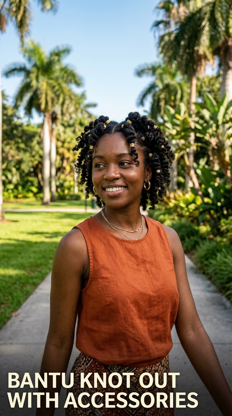 Bantu Knot Out with Accessories