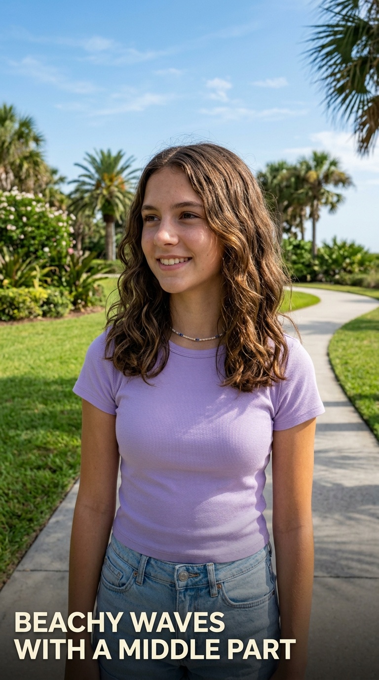Beachy Waves with a Middle Part
