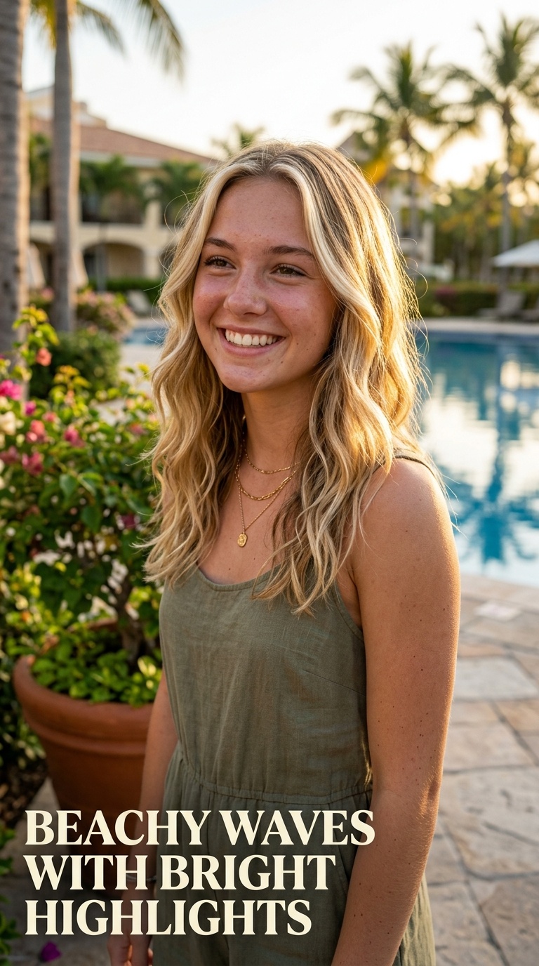 Beachy Waves with Bright Highlights