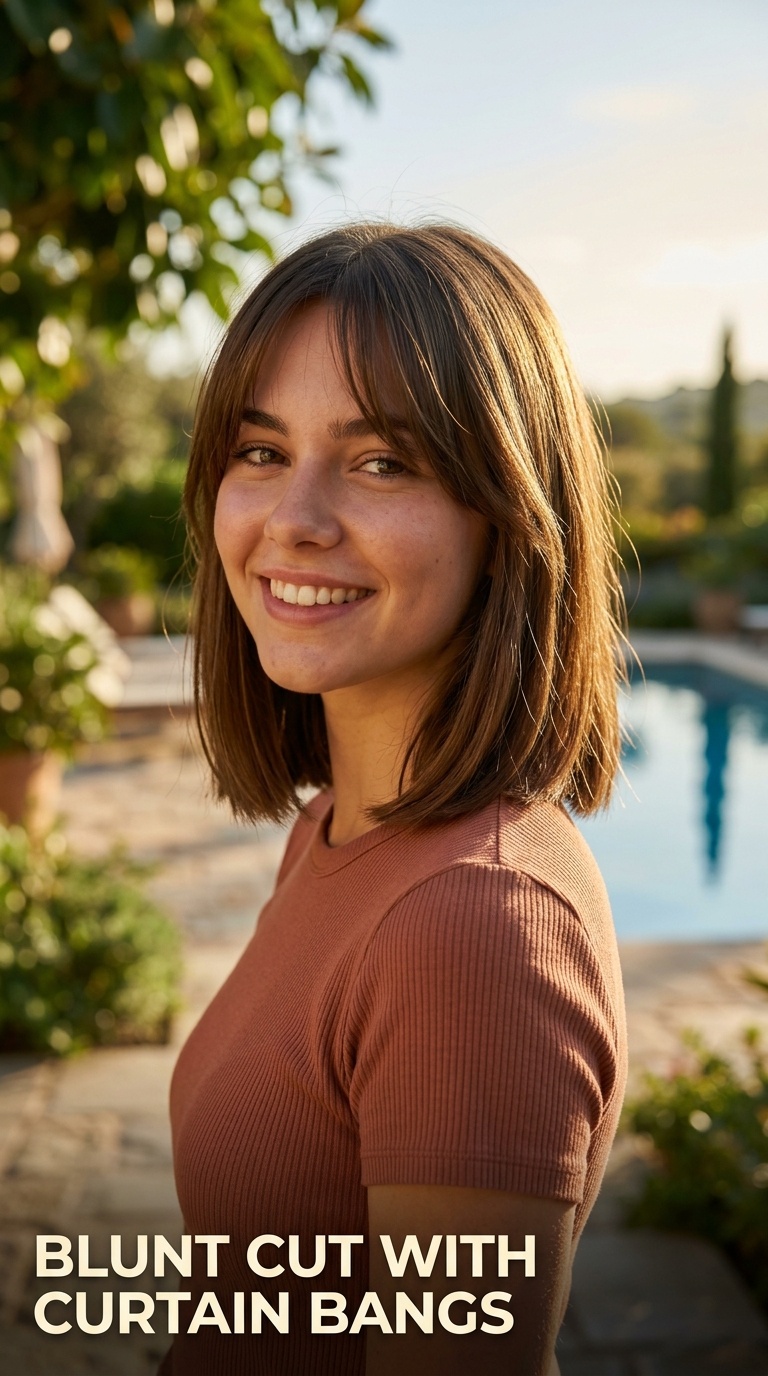 Blunt Cut with Curtain Bangs