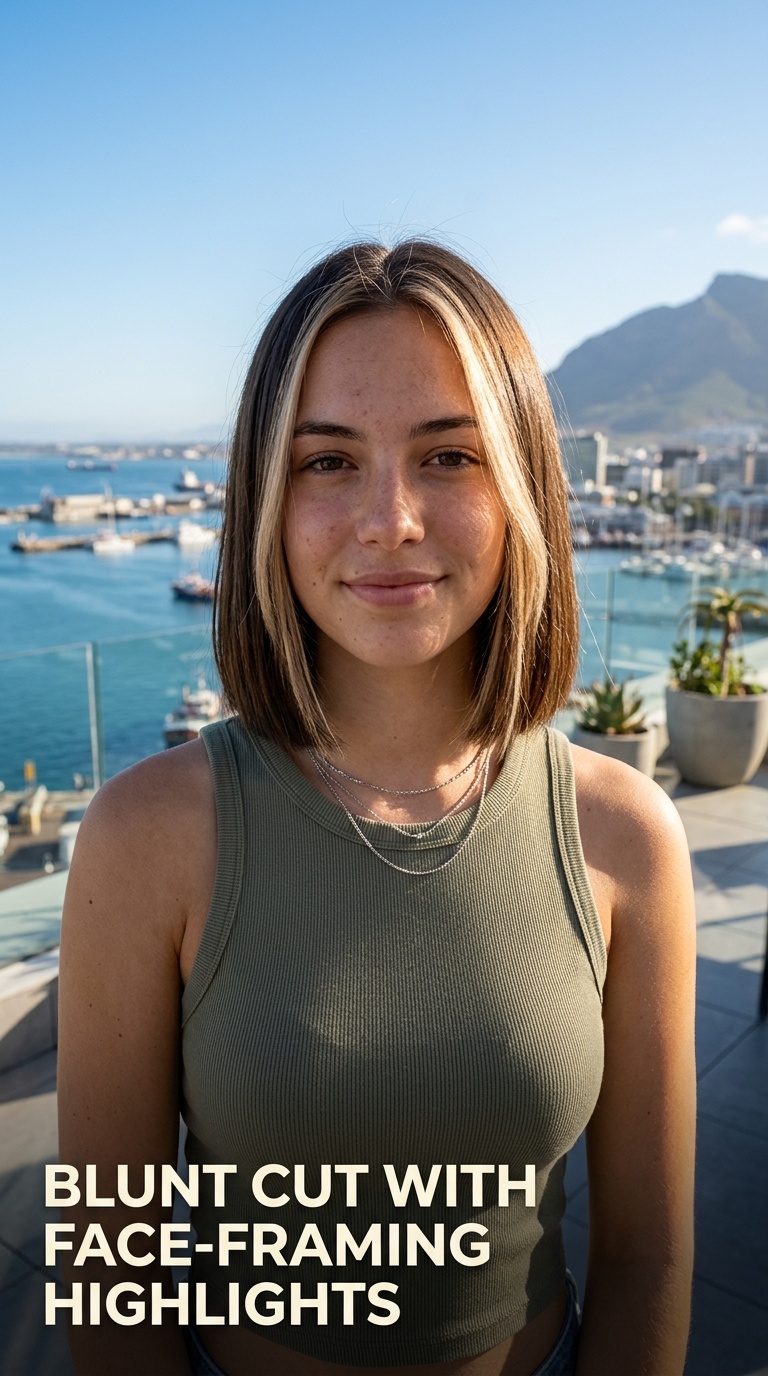 Blunt Cut with Face-Framing Highlights