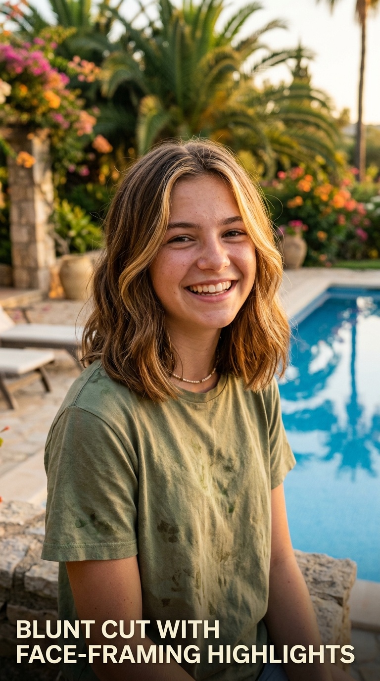 Blunt Cut with Face-Framing Highlights