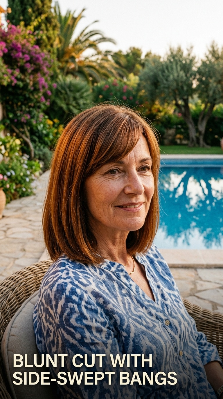 Blunt Cut with Side-Swept Bangs