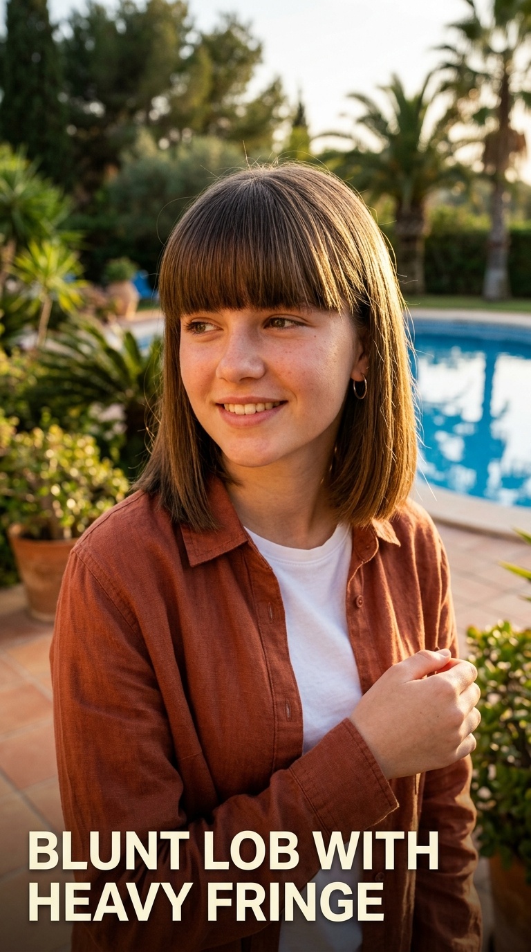 Blunt Lob with Heavy Fringe