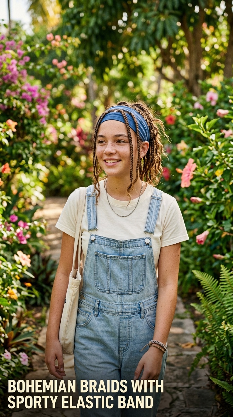 Bohemian Braids with Sporty Elastic Band