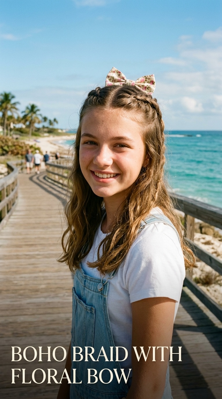 Boho Braid with Floral Bow