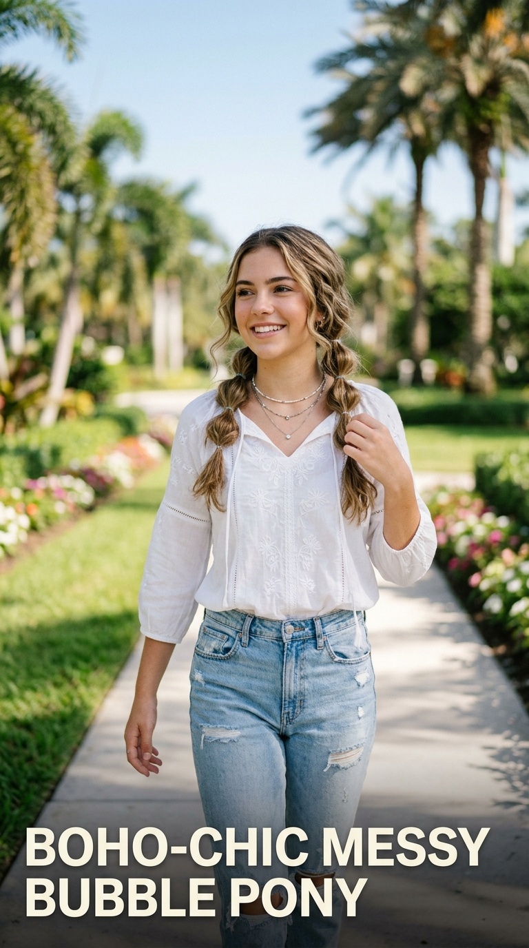Boho-Chic Messy Bubble Pony