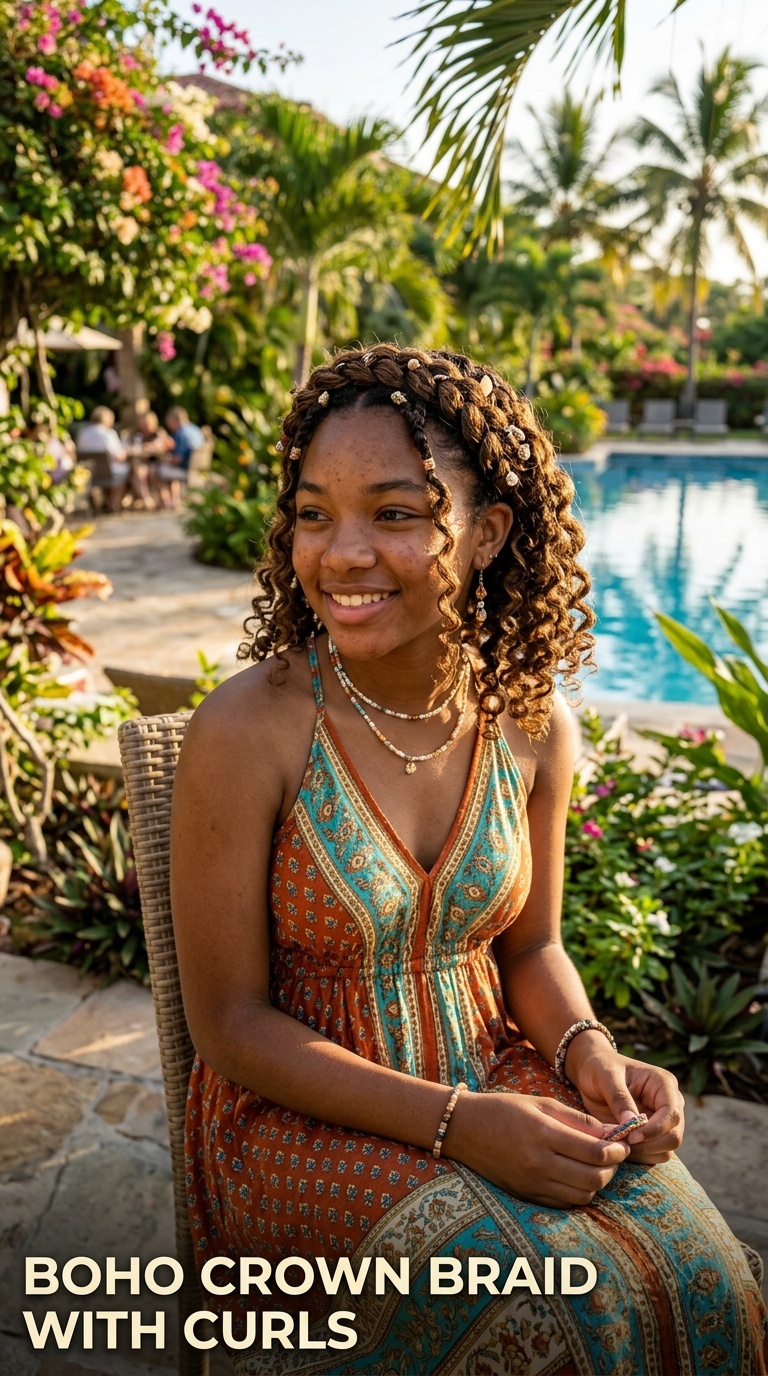 Boho Crown Braid with Curls