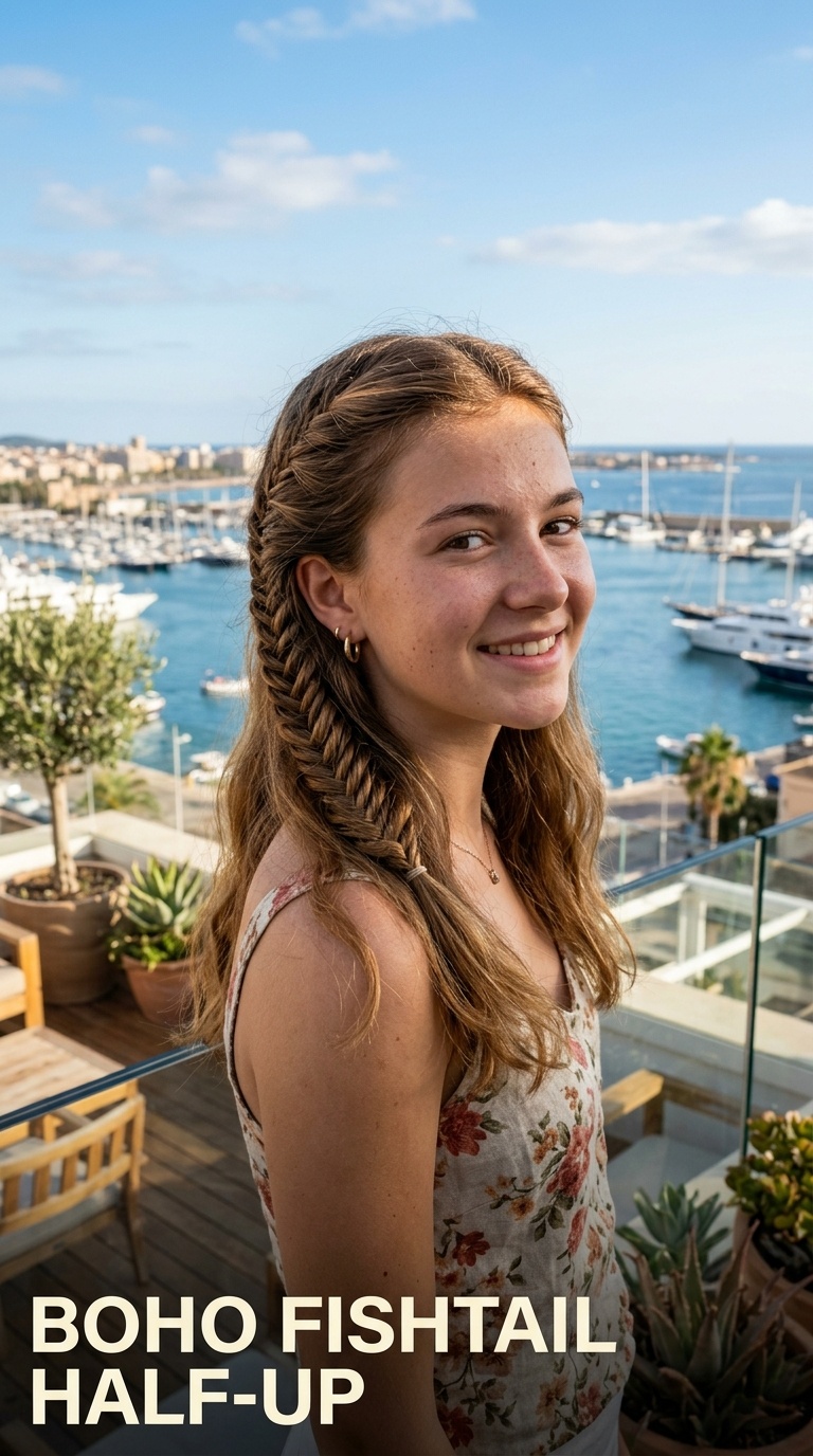 Boho Fishtail Half-Up