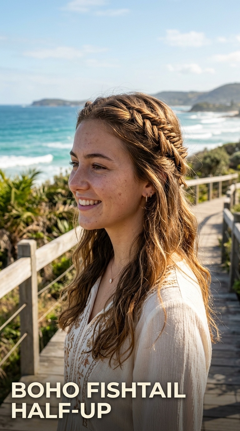 Boho Fishtail Half-Up