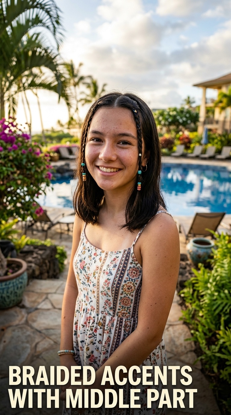 Braided Accents with Middle Part