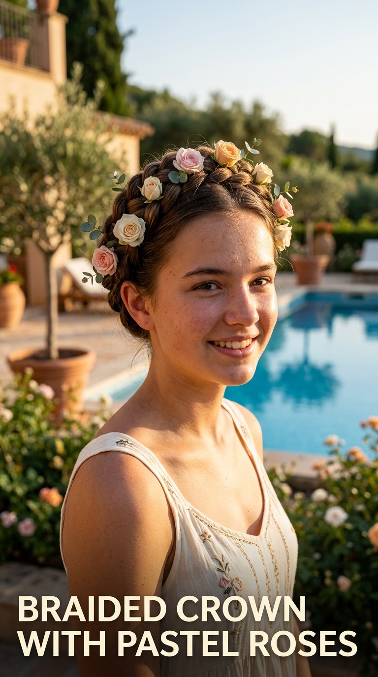 Braided Crown with Pastel Roses