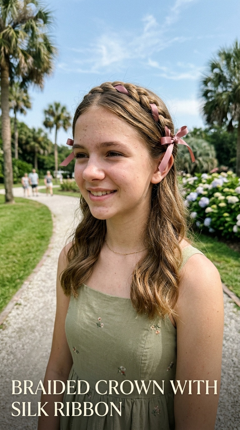 Braided Crown with Silk Ribbon