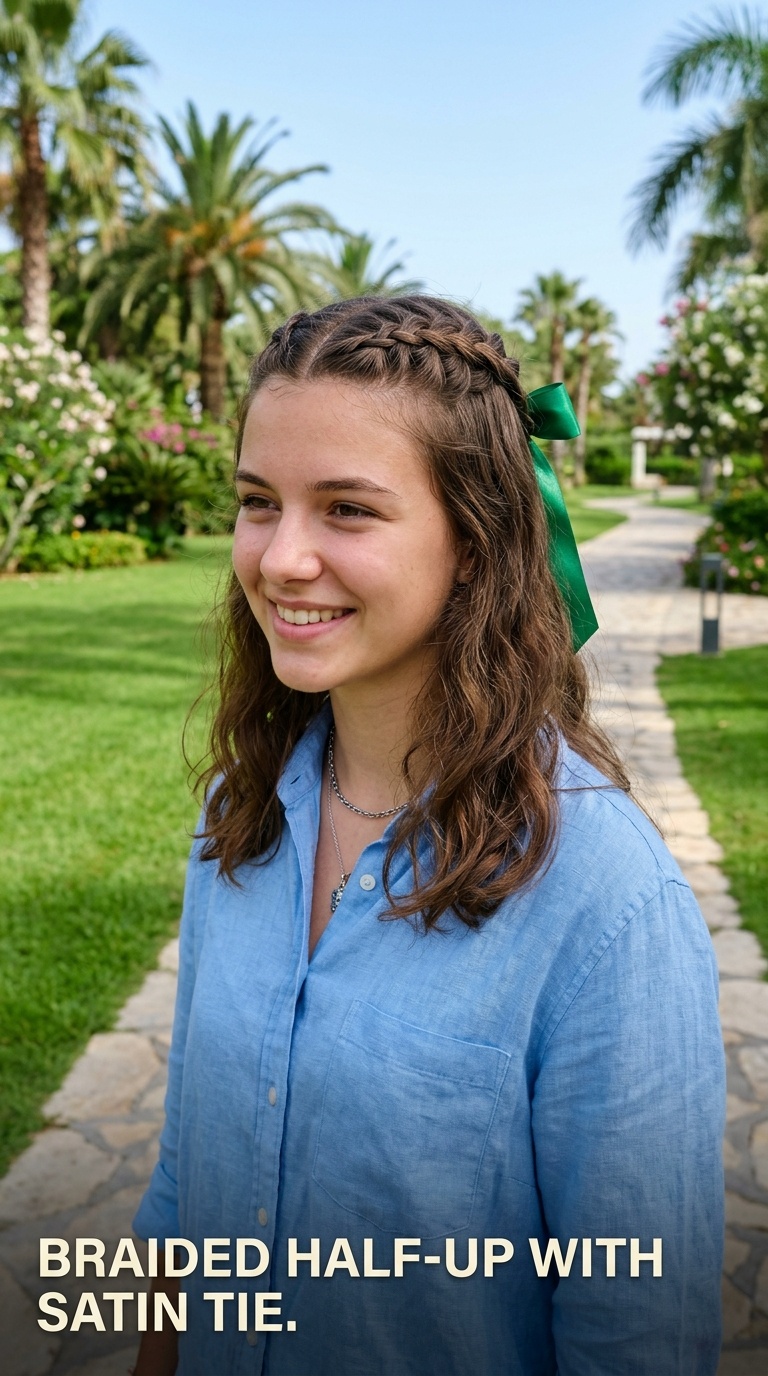 Braided Half-Up with Satin Tie