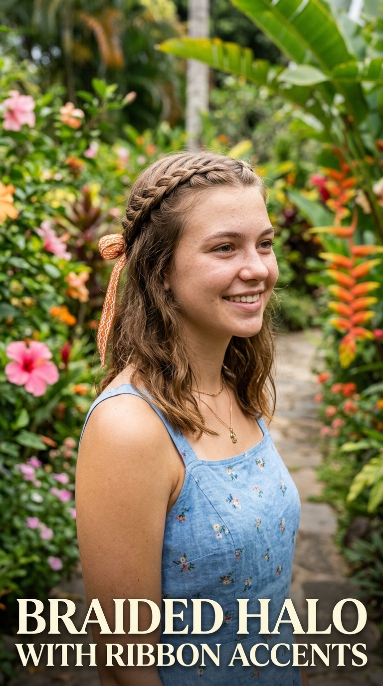 Braided Halo with Ribbon Accents