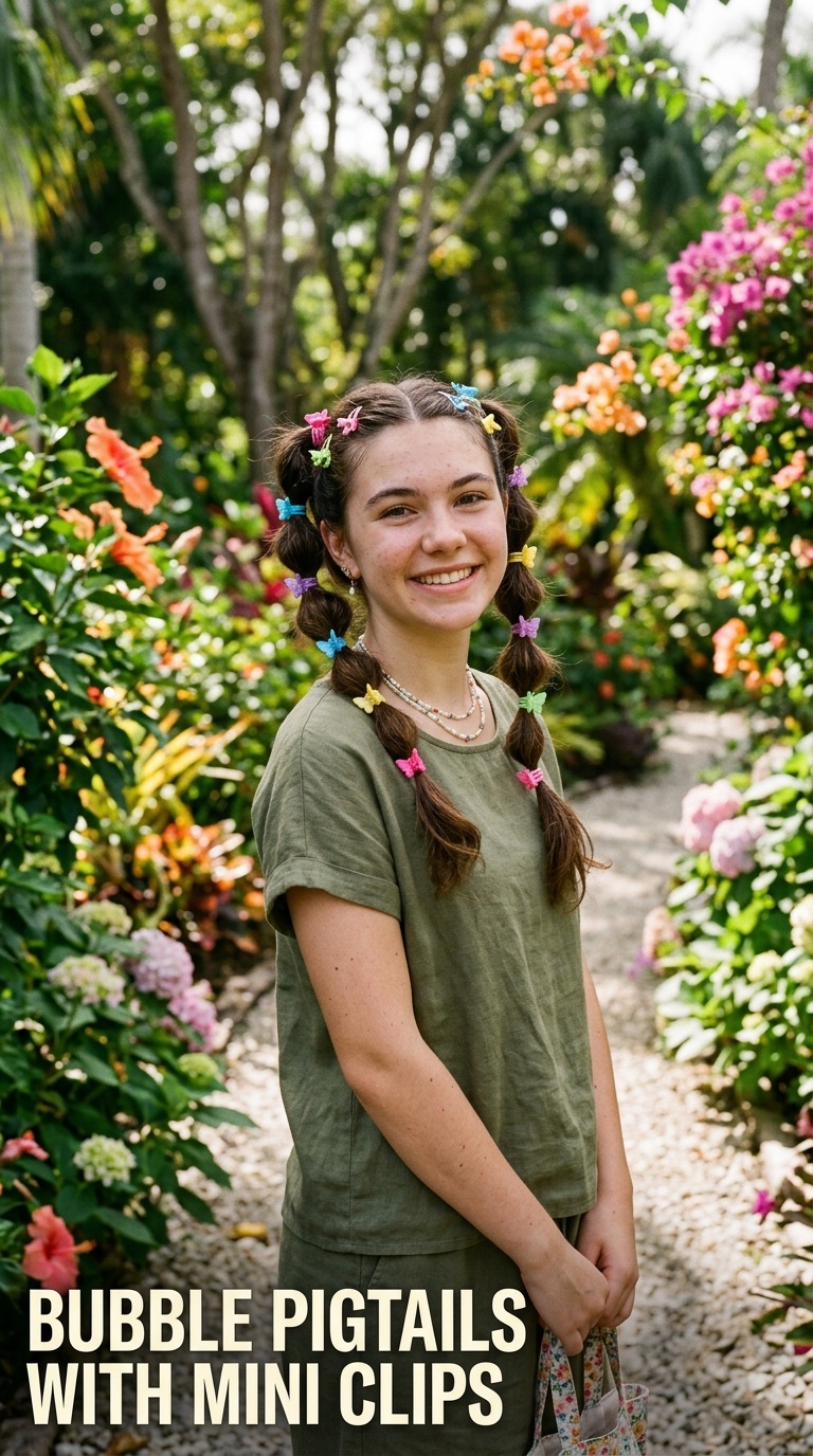 Bubble Pigtails with Mini Clips