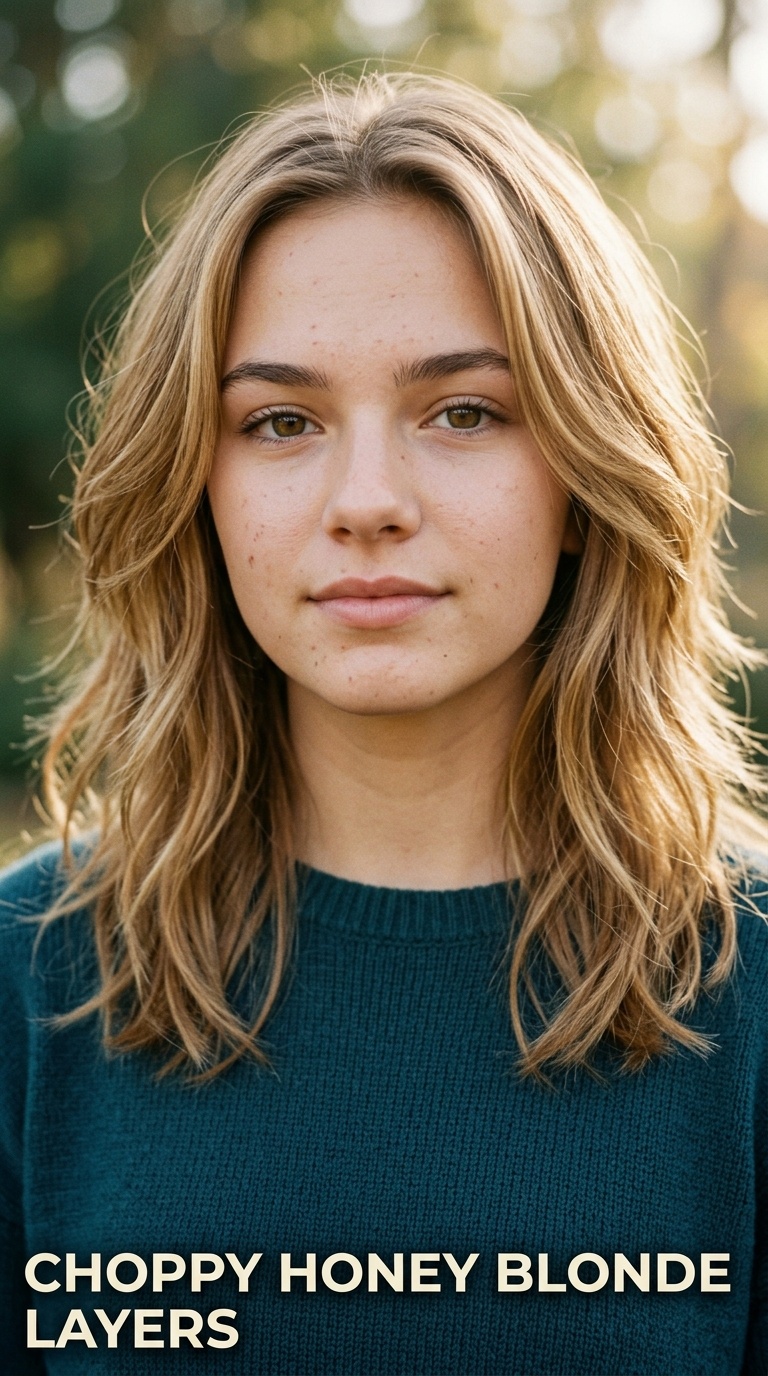 Choppy Honey Blonde Layers