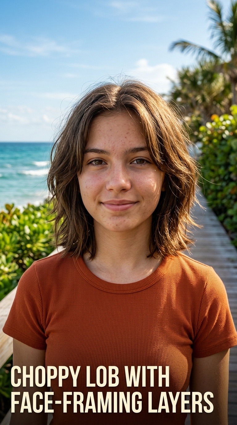 Choppy Lob with Face-Framing Layers