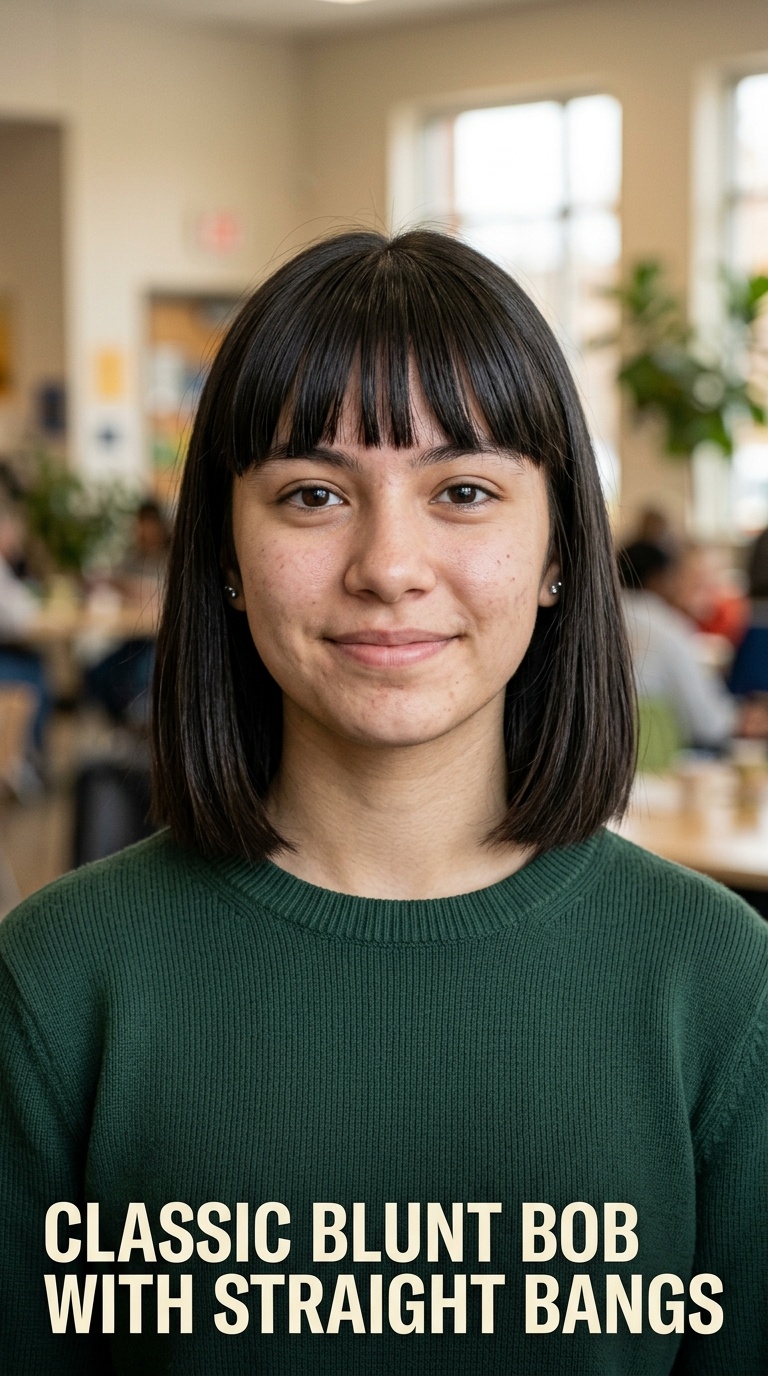 Classic Blunt Bob with Straight Bangs