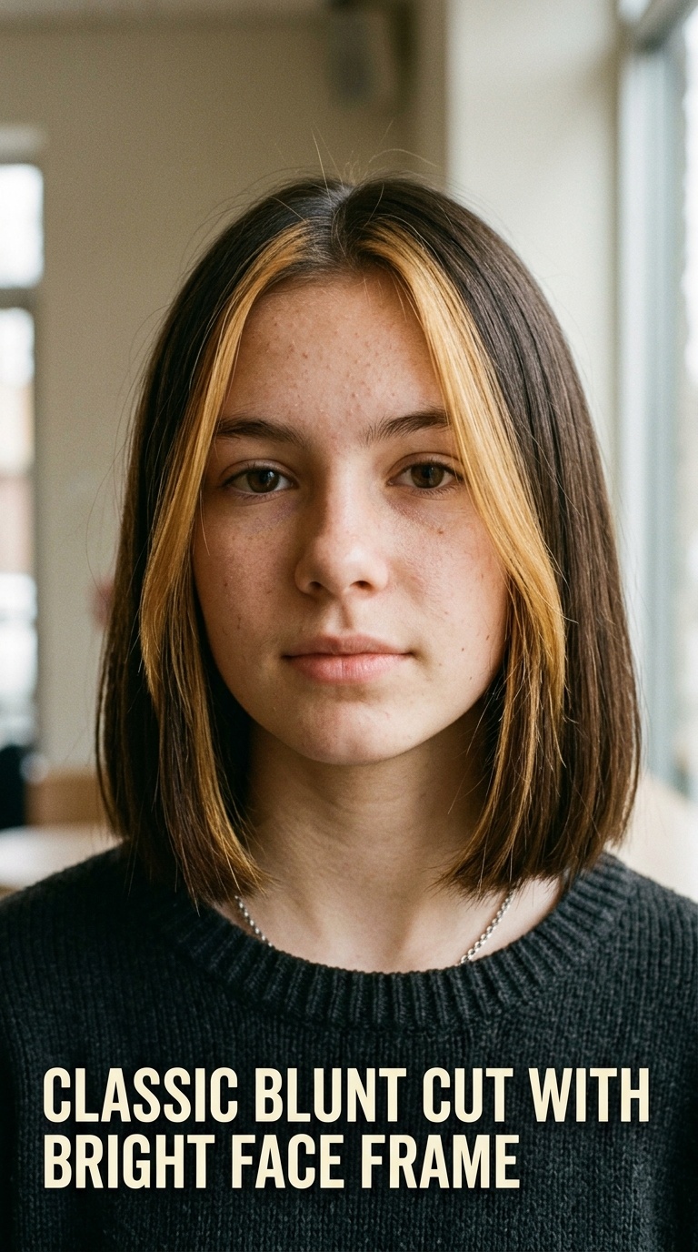 Classic Blunt Cut with Bright Face Frame