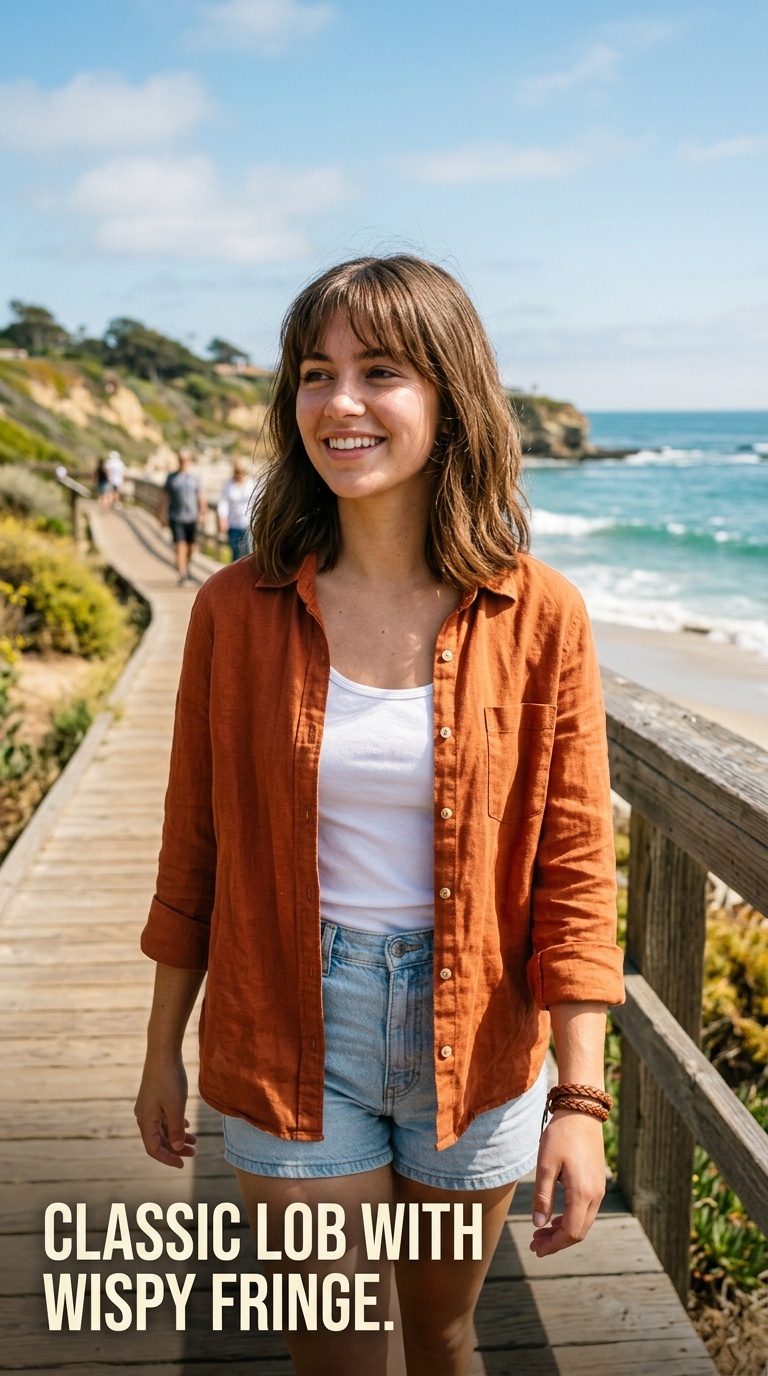Classic Lob with Wispy Fringe