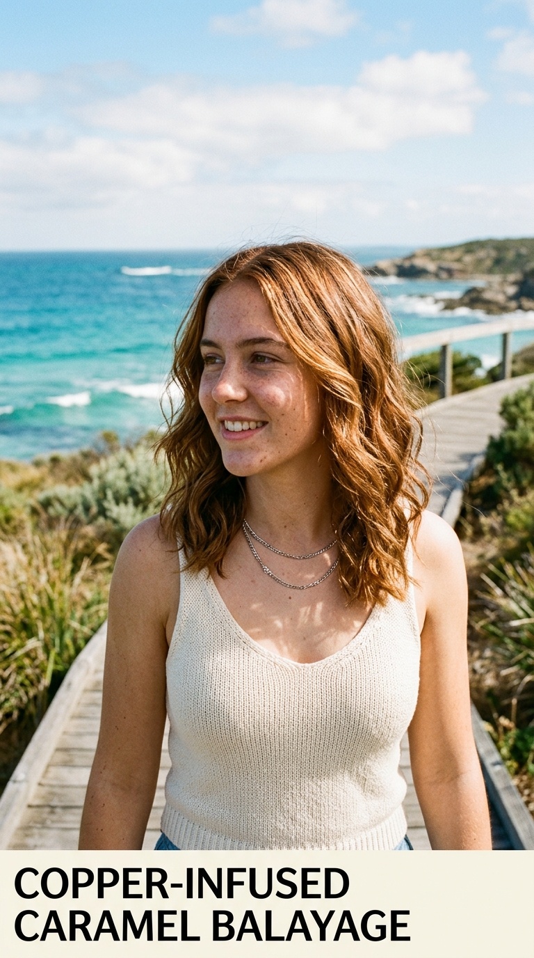Copper-Infused Caramel Balayage