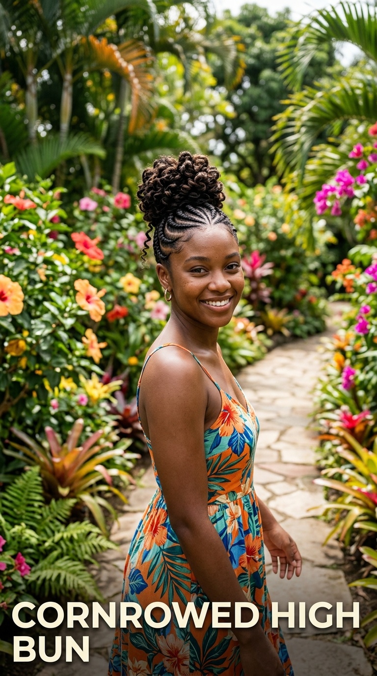 Cornrowed High Bun