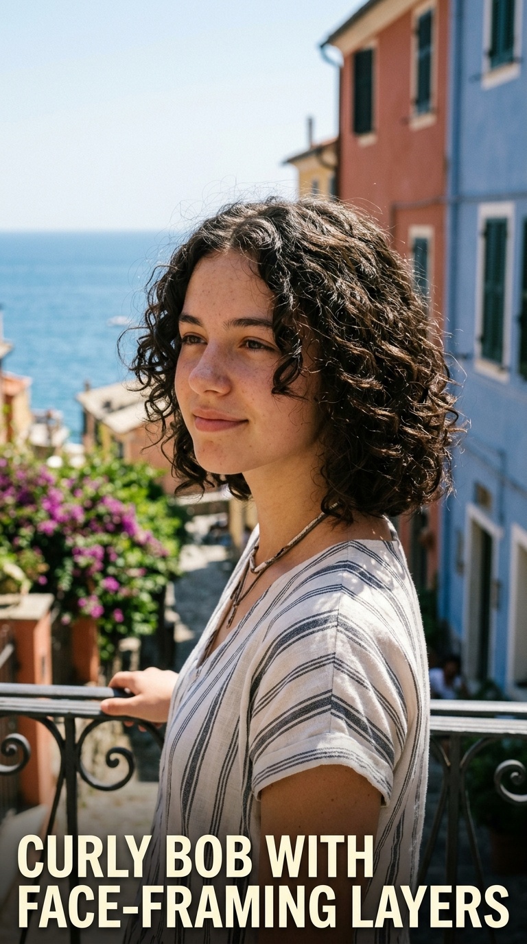 Curly Bob with Face-Framing Layers