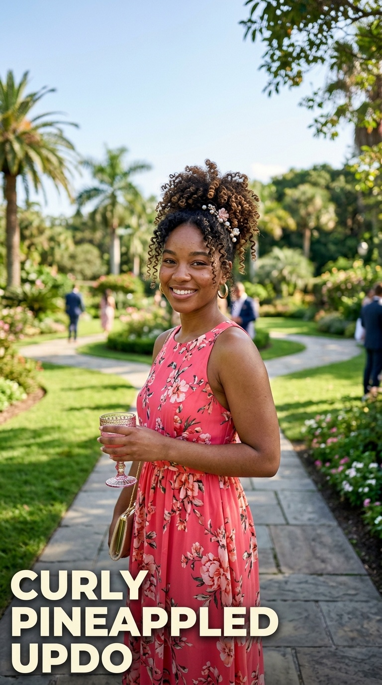 Curly Pineappled Updo