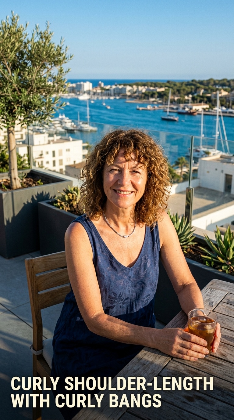 Curly Shoulder-Length with Curly Bangs