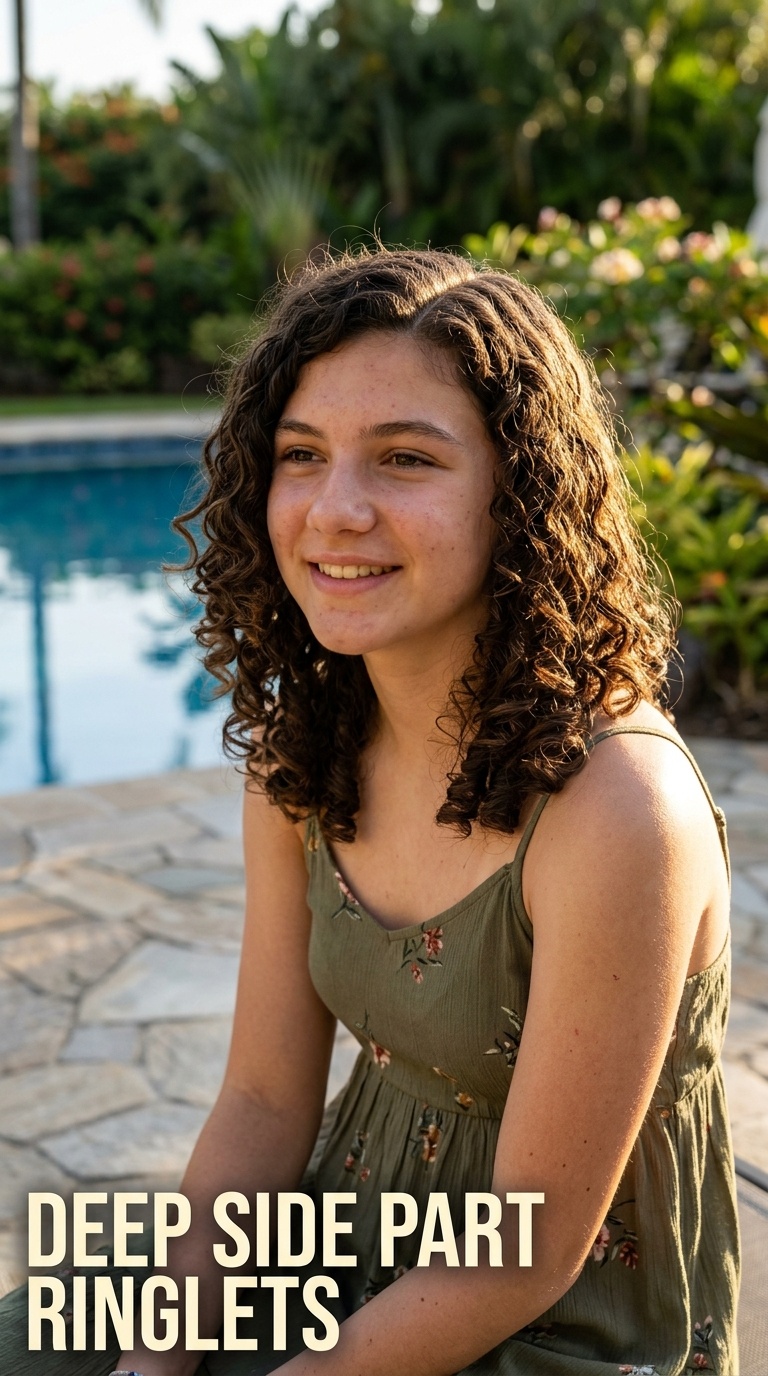 Deep Side Part Ringlets