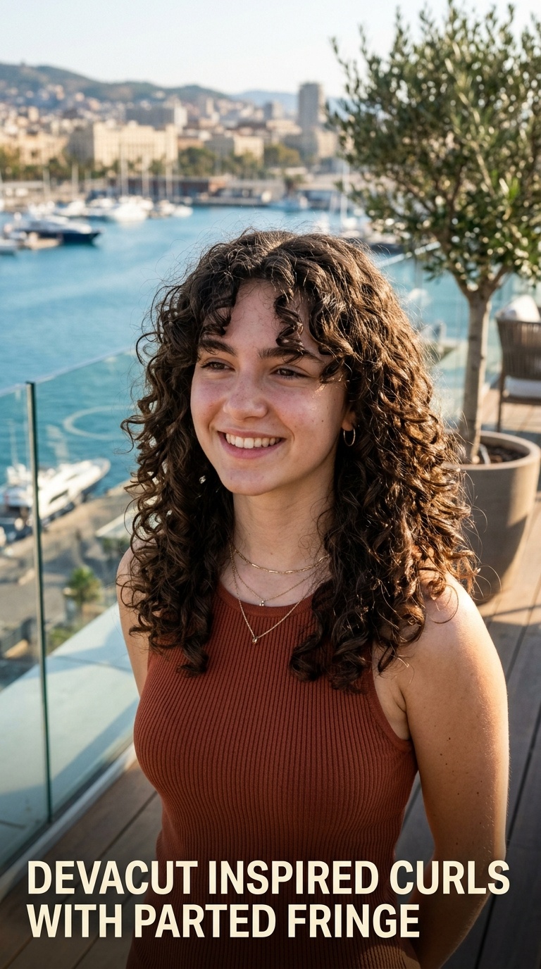 DevaCut Inspired Curls with Parted Fringe