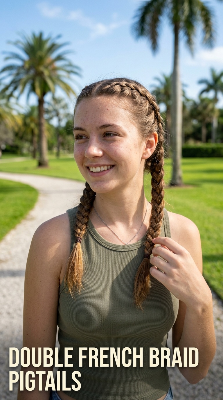 Double French Braid Pigtails