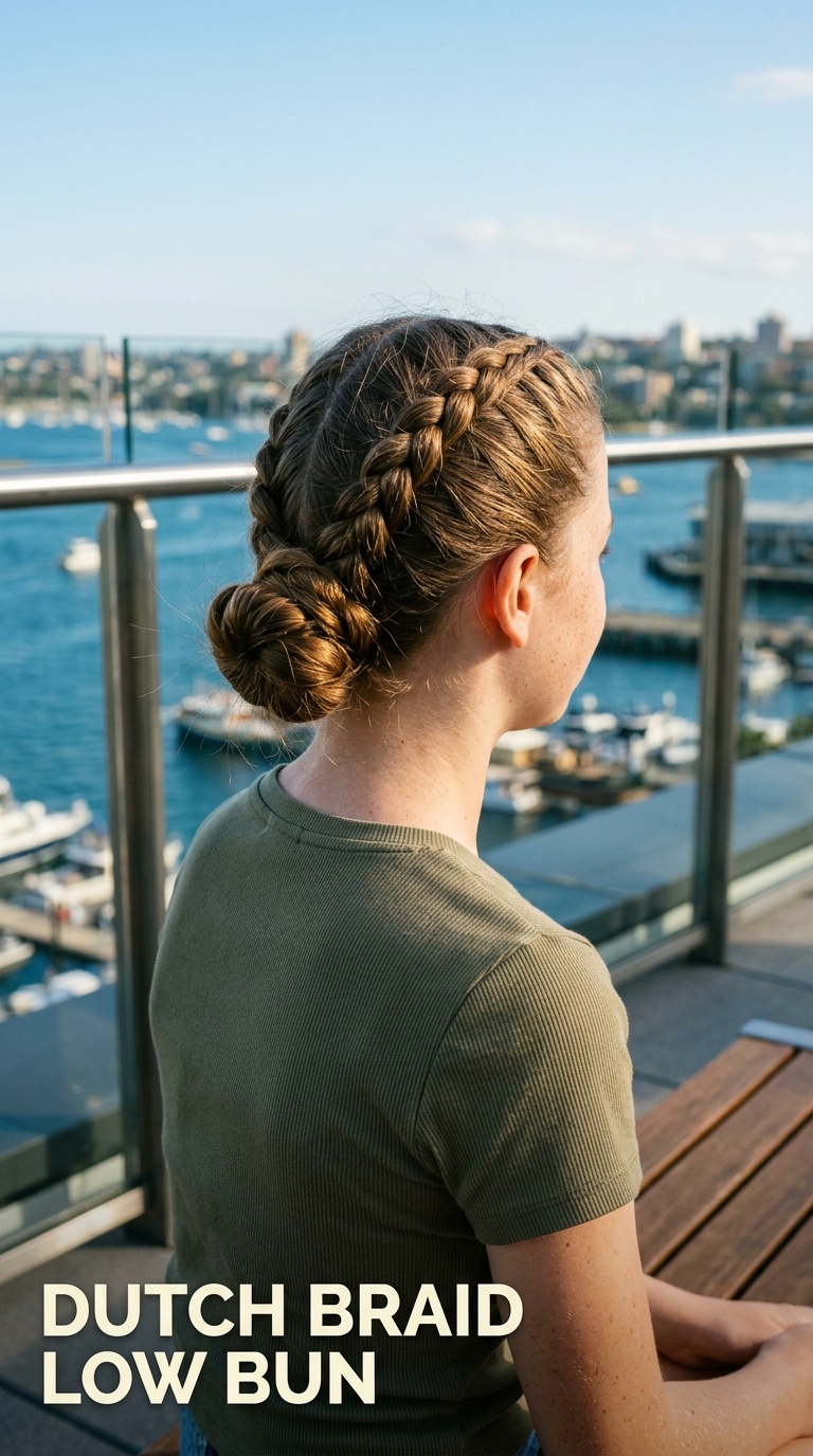 Dutch Braid Low Bun