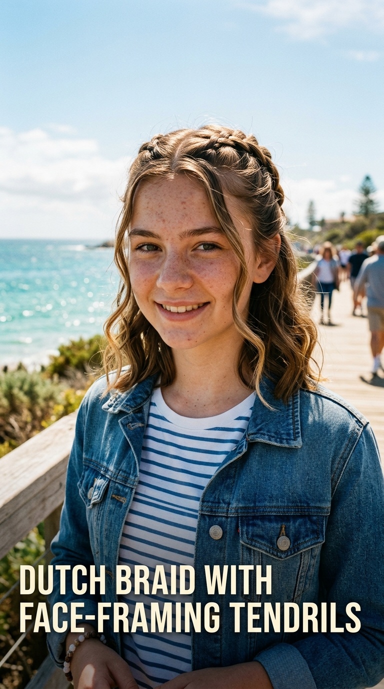 Dutch Braid with Face-Framing Tendrils