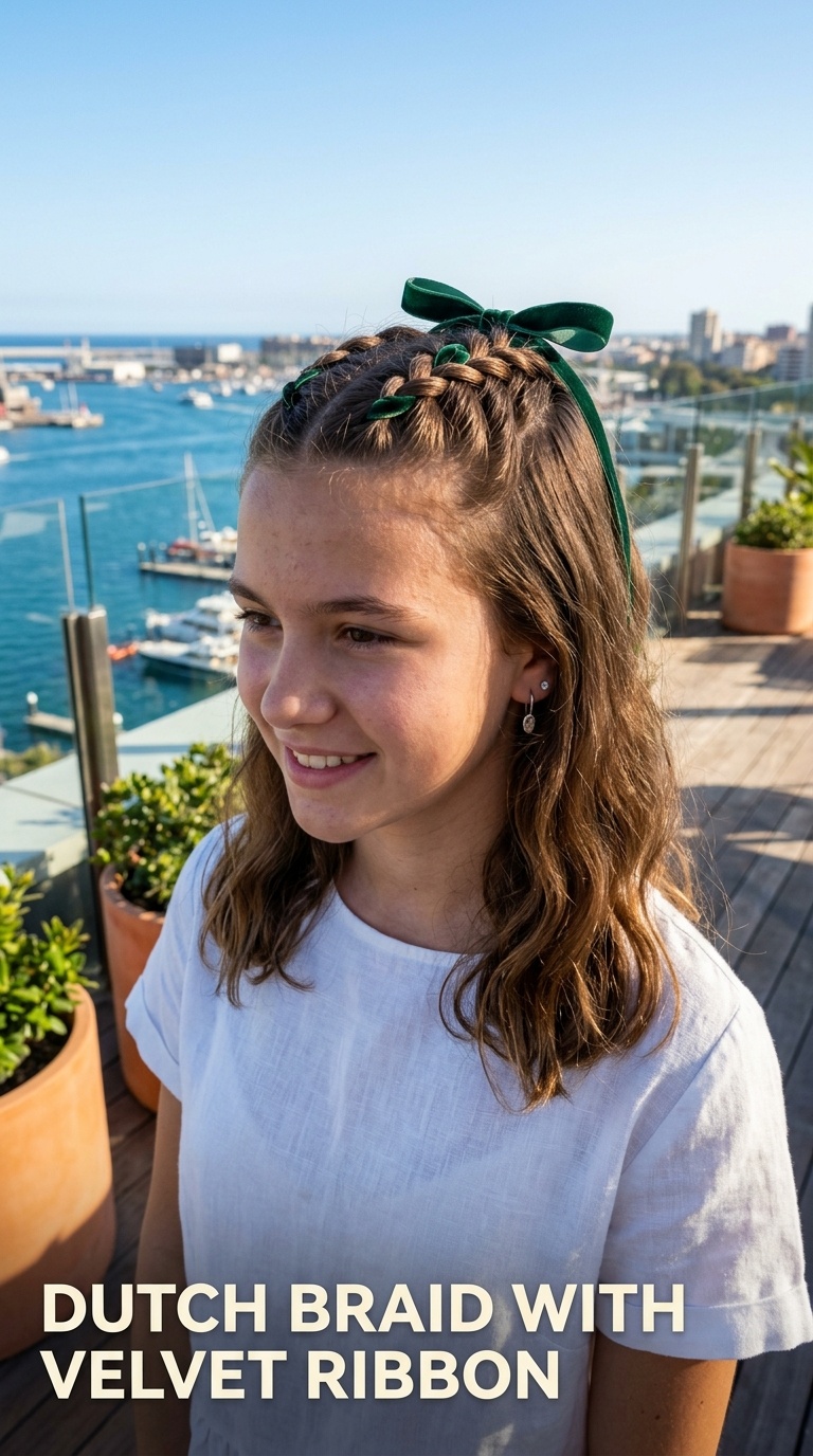 Dutch Braid with Velvet Ribbon