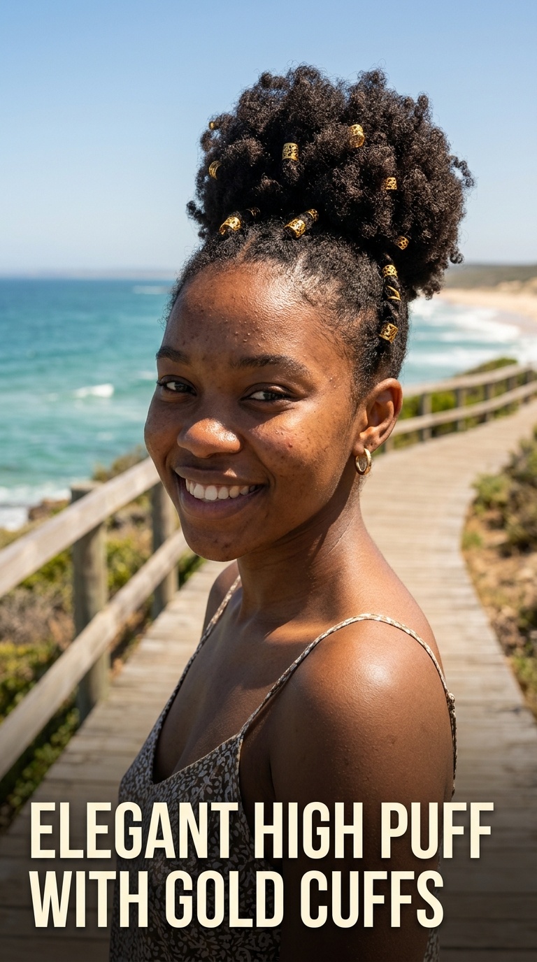 Elegant High Puff with Gold Cuffs